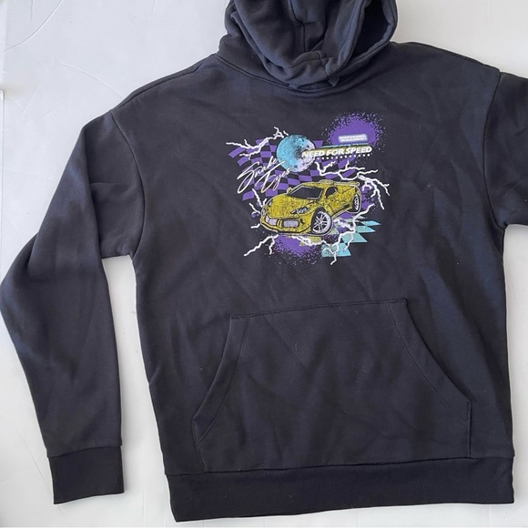 Black Multicolor Need to Speed Graphic Hooded Sweater - Picture 3 of 6